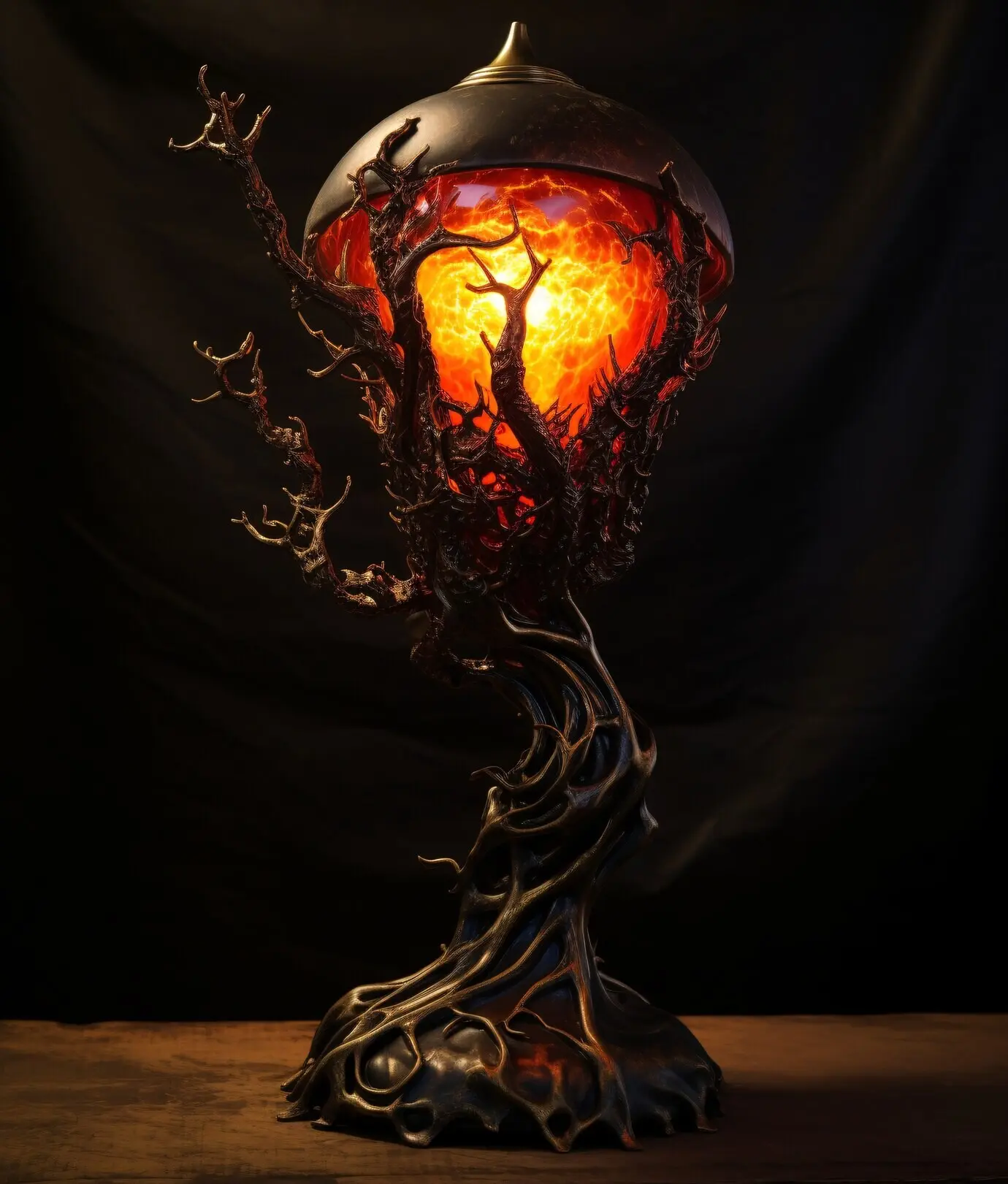 Lampe im dunklen Stil im Innenbereich