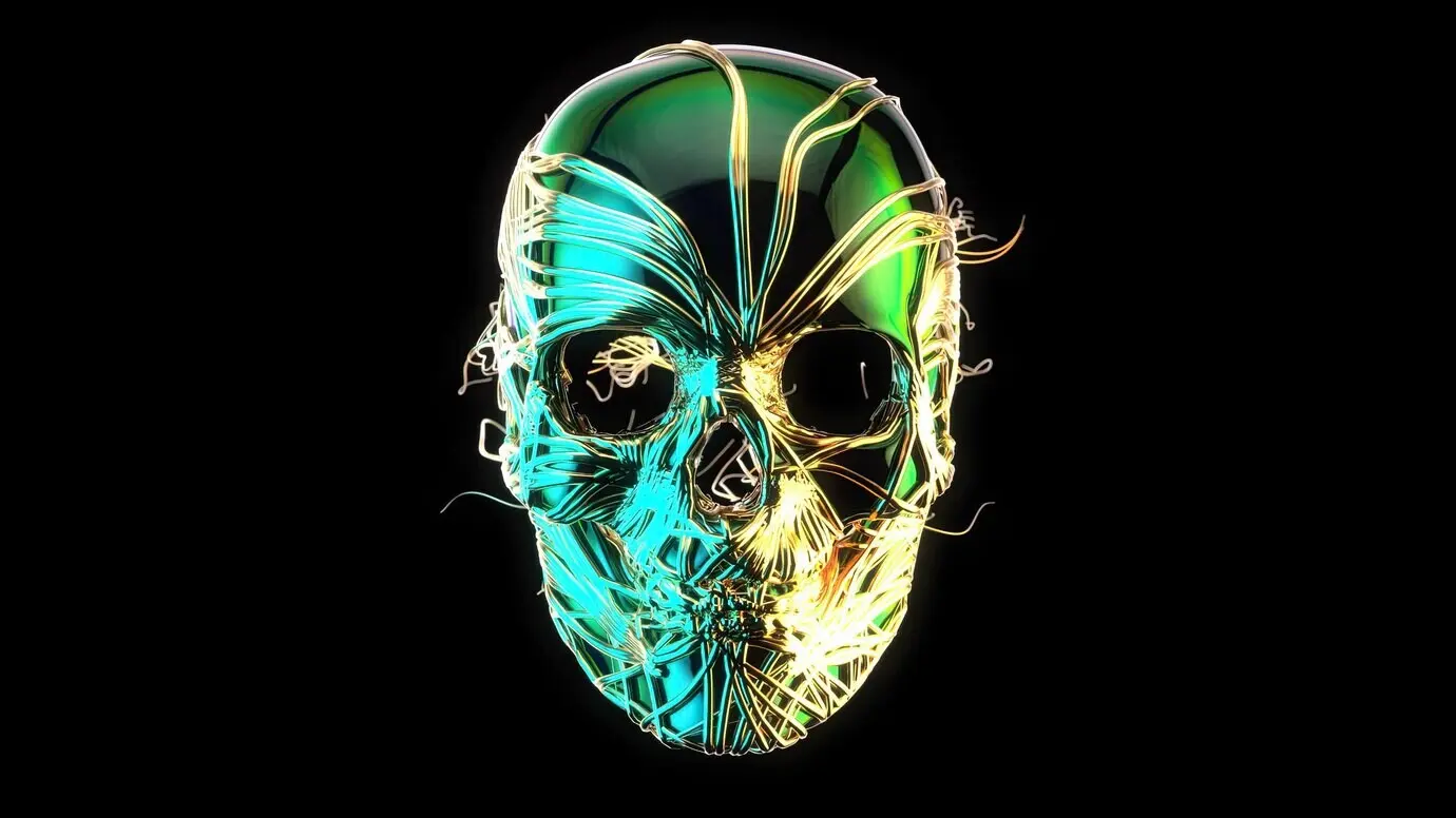 Abstrakte Kunst eines Motion-Designs mit Schädel